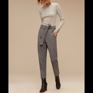Aritzia Tie-Front Jallade Herringbone Wool Pants